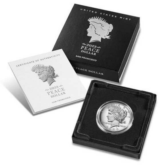 2023 S PEACE Silver Dollar Uncirculated w/ OGP & COA. 1 ounce pure silver coin - Picture 1 of 5